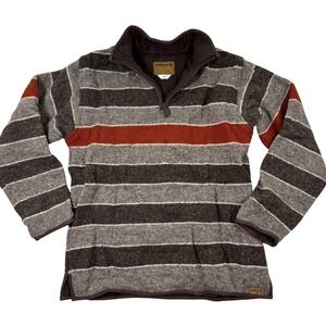 Laundromat Men's Large Striped Wool 1/4 Zip Sweater Pullover Heavyweight Casual